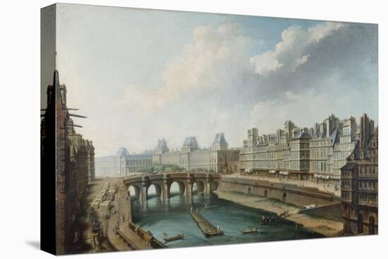 Le Louvre, le Pont-Neuf et le quai des Orfèvres, vu du quai des Grands-Augustins-Nicolas Jean Baptiste Raguenet-Stretched Canvas