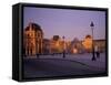Le Louvre Museum and Glass Pyramids, Paris, France-David Barnes-Framed Stretched Canvas
