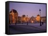 Le Louvre Museum and Glass Pyramids, Paris, France-David Barnes-Framed Stretched Canvas