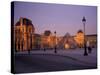 Le Louvre Museum and Glass Pyramids, Paris, France-David Barnes-Stretched Canvas