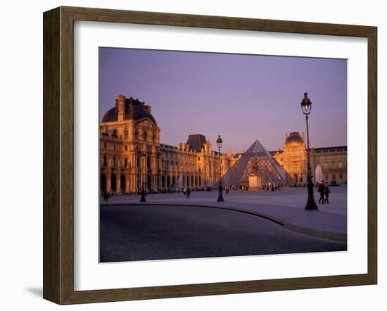 Le Louvre Museum and Glass Pyramids, Paris, France-David Barnes-Framed Premium Photographic Print