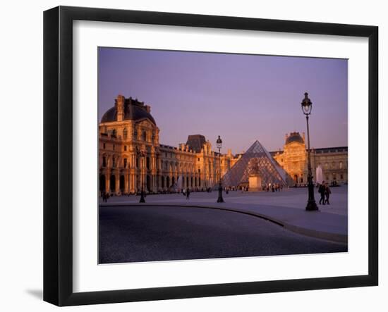 Le Louvre Museum and Glass Pyramids, Paris, France-David Barnes-Framed Premium Photographic Print