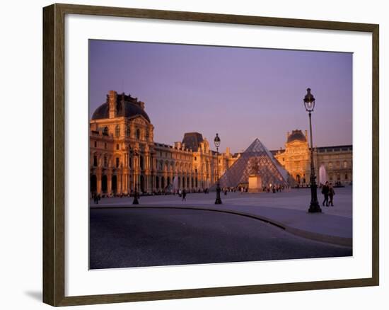 Le Louvre Museum and Glass Pyramids, Paris, France-David Barnes-Framed Photographic Print