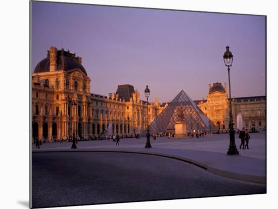 Le Louvre Museum and Glass Pyramids, Paris, France-David Barnes-Mounted Photographic Print