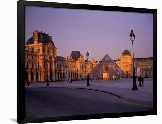 Le Louvre Museum and Glass Pyramids, Paris, France-David Barnes-Framed Photographic Print