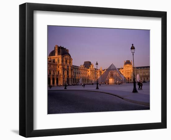 Le Louvre Museum and Glass Pyramids, Paris, France-David Barnes-Framed Photographic Print