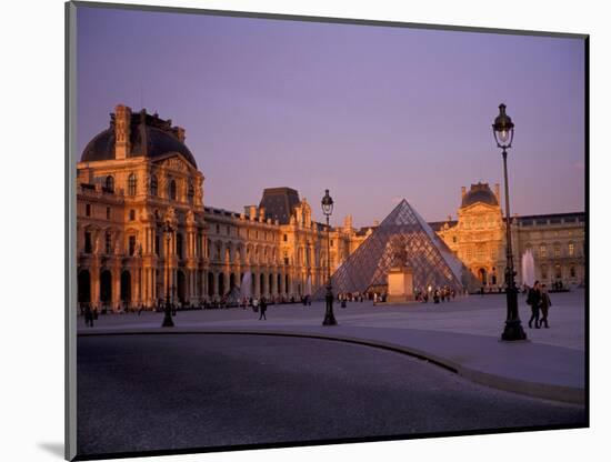 Le Louvre Museum and Glass Pyramids, Paris, France-David Barnes-Mounted Photographic Print