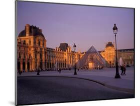 Le Louvre Museum and Glass Pyramids, Paris, France-David Barnes-Mounted Photographic Print