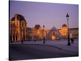 Le Louvre Museum and Glass Pyramids, Paris, France-David Barnes-Stretched Canvas