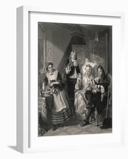 Le Malade Imaginaire' the Imaginary Invalid, His Doctors and His Maidservant-null-Framed Art Print