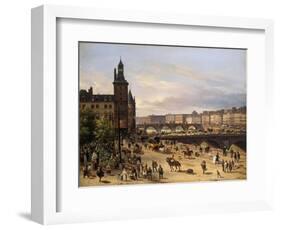 Le Marché aux fleurs, la Tour de l'Horloge, le Pont au Change et le Pont-Neuf-Giuseppe Canella-Framed Giclee Print