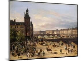 Le Marché aux fleurs, la Tour de l'Horloge, le Pont au Change et le Pont-Neuf-Giuseppe Canella-Mounted Giclee Print