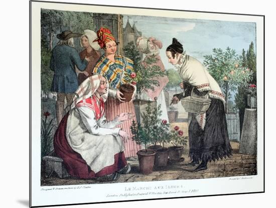 Le Marche Aux Fleurs, Published by Rodwell and Martin, 1820-John James Chalon-Mounted Giclee Print