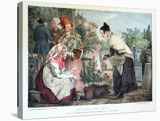Le Marche Aux Fleurs, Published by Rodwell and Martin, 1820-John James Chalon-Stretched Canvas
