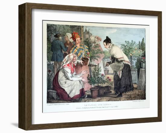 Le Marche Aux Fleurs, Published by Rodwell and Martin, 1820-John James Chalon-Framed Giclee Print