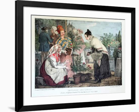 Le Marche Aux Fleurs, Published by Rodwell and Martin, 1820-John James Chalon-Framed Giclee Print