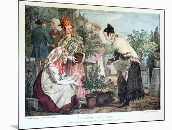 Le Marche Aux Fleurs, Published by Rodwell and Martin, 1820-John James Chalon-Mounted Giclee Print