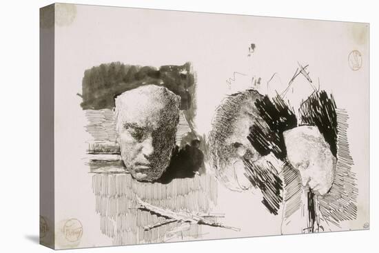 Le masque de Beethoven sur une table devant des livres-Mariano Fortuny y Marsal-Stretched Canvas