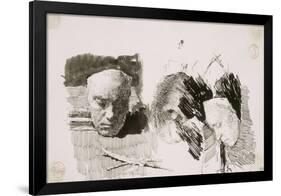 Le masque de Beethoven sur une table devant des livres-Mariano Fortuny y Marsal-Framed Giclee Print