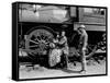 Le mecano by la General THE GENERAL by Buster Keaton with Marion Mack and Buster Keaton, 1927 (b/w -null-Framed Stretched Canvas