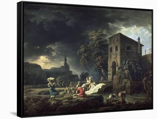 Le Midi, une tempête ou les laveuses-Claude Joseph Vernet-Framed Stretched Canvas