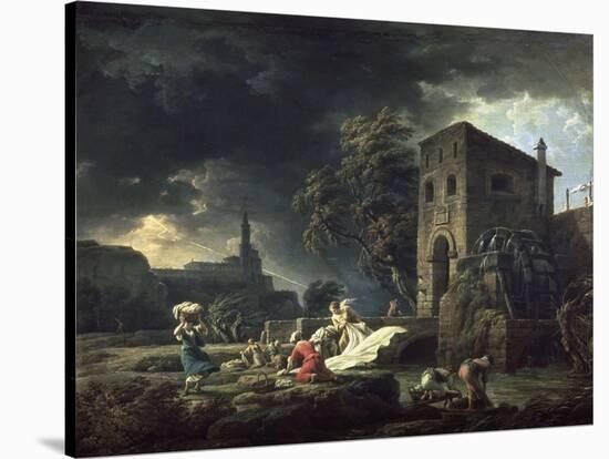 Le Midi, une tempête ou les laveuses-Claude Joseph Vernet-Stretched Canvas