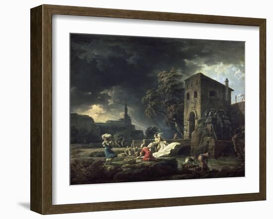 Le Midi, une tempête ou les laveuses-Claude Joseph Vernet-Framed Giclee Print