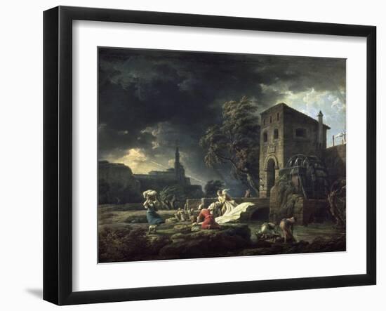 Le Midi, une tempête ou les laveuses-Claude Joseph Vernet-Framed Giclee Print