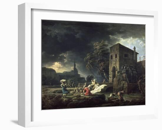 Le Midi, une tempête ou les laveuses-Claude Joseph Vernet-Framed Giclee Print