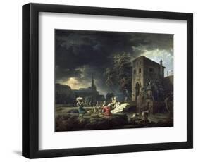 Le Midi, une tempête ou les laveuses-Claude Joseph Vernet-Framed Premium Giclee Print