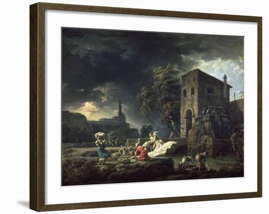 Le Midi, une tempête ou les laveuses-Claude Joseph Vernet-Framed Giclee Print