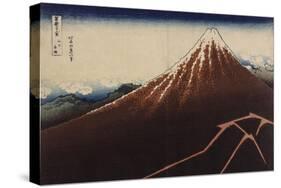 Le Mont Fuji sous l'orage avec des éclairs-Katsushika Hokusai-Stretched Canvas