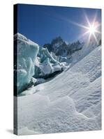 Le Montenvers, Winter Mer de Glace Glacier Ice Cave, Mont Blanc, France-Walter Bibikow-Stretched Canvas