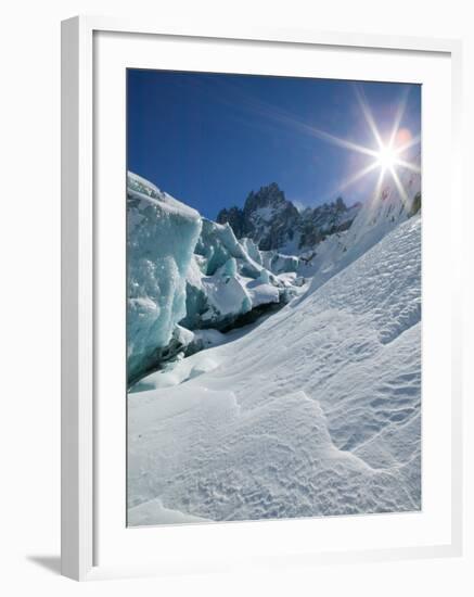 Le Montenvers, Winter Mer de Glace Glacier Ice Cave, Mont Blanc, France-Walter Bibikow-Framed Photographic Print