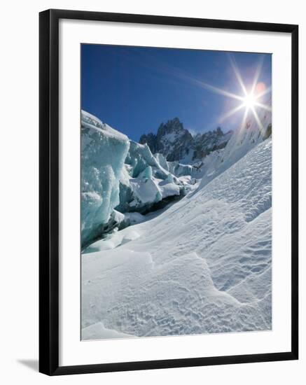 Le Montenvers, Winter Mer de Glace Glacier Ice Cave, Mont Blanc, France-Walter Bibikow-Framed Photographic Print