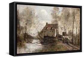 Le Moulin Brule, Planque, Near Douai-Jean-Baptiste-Camille Corot-Framed Stretched Canvas