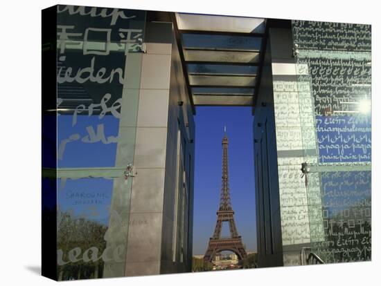 Le Mur Pour La Paix and the Eiffel Tower, Parc Du Champ De Mar, Paris, France-Neale Clarke-Stretched Canvas