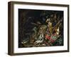 Le nid de pinsons-fish, reptiles and a dead squirrel among plants and trees; a nest of chaffinchs.-Abraham Mignon-Framed Giclee Print