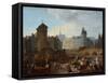 Le Palais et la pompe Notre-Dame, vers 1790-Jacques Albert Senave-Framed Stretched Canvas