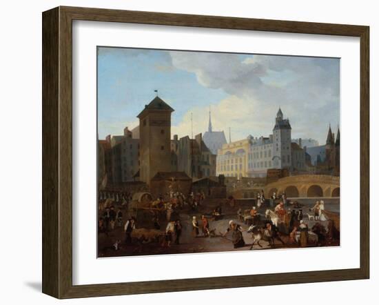 Le Palais et la pompe Notre-Dame, vers 1790-Jacques Albert Senave-Framed Giclee Print