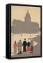 Le Pantheon Art Deco Scene - Paris, France-Lantern Press-Framed Stretched Canvas