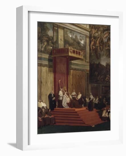 Le Pape Pie VII tenant chapelle-Jean-Auguste-Dominique Ingres-Framed Giclee Print