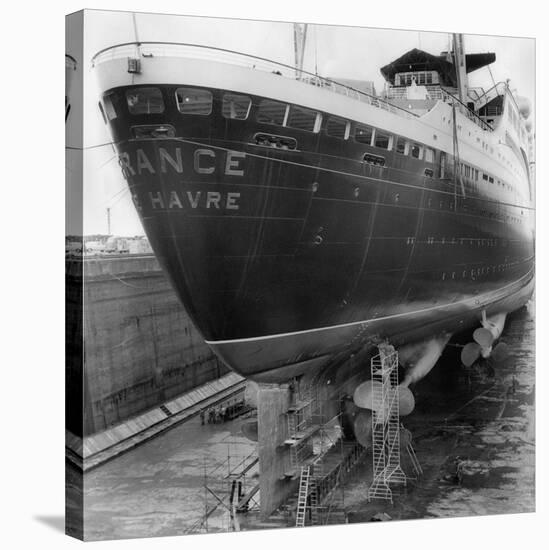 Le paquebot France dans le chantier naval de Saint Nazaire, 1961-Charles Delius-Stretched Canvas