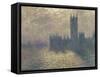 Le Parlement à Londres, ciel orageux-Claude Monet-Framed Stretched Canvas