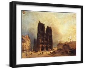 Le parvis de Notre-Dame, vers 1835-Domenico Ferri-Framed Giclee Print