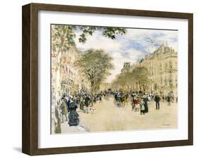 Le pavillon de Hanovre et le boulevard des Italiens à Paris-Jean-François Raffaëlli-Framed Giclee Print