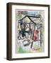 Le Peintre Devant le Village-Marc Chagall-Framed Premium Edition