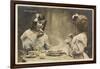 Le Petit Dejeuner Two Little French Girls Start the Day with Coffee and Toast-null-Framed Photographic Print