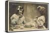 Le Petit Dejeuner Two Little French Girls Start the Day with Coffee and Toast-null-Stretched Canvas