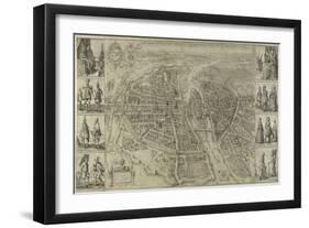 Le Plan de la ville, cité et fauxbourgs de Paris-Matthaus Merian-Framed Giclee Print